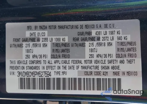 2023 Mazda Cx-30 2.5 S Preferred z USA, uszkodzony, nr VIN 3MVDMBCM6PM527594